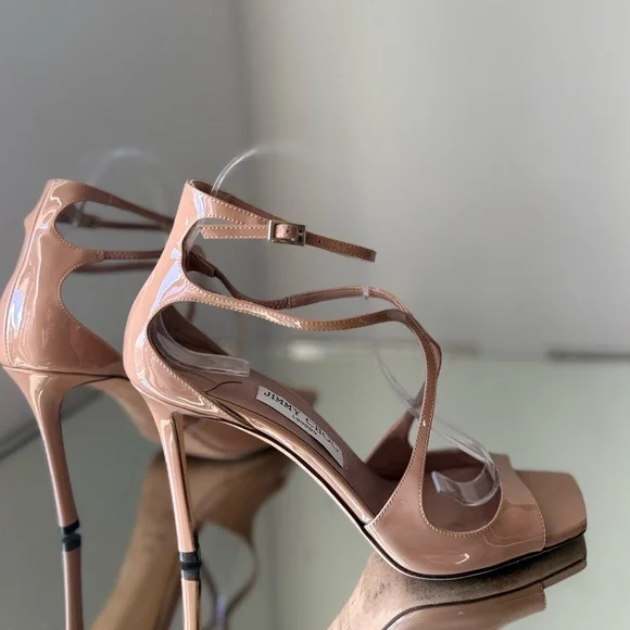 JIMMY CHOO Azia 95 Ballet Pink Patent Leather Sandals $895 40.5 - Picture 9 of 16